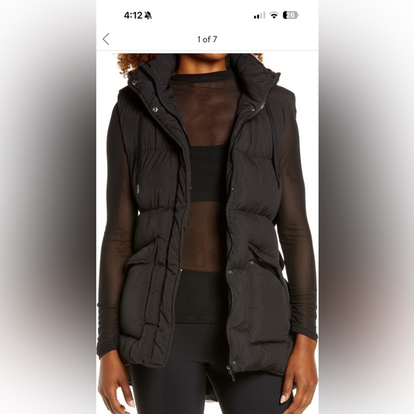 Zella recycled polyester puffer vest with belt, sparrow grey, size XL - Picture 9 of 12